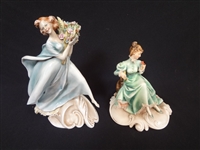 (2) Borsato Capodimonte Female Figurines