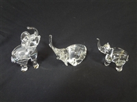 (3) Crystal Elephants: Paschal Signed 97