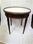 Round White Marble Top Table One Drawer
