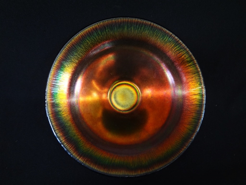 Attributed to Steuben Aurene Iridescent Footed Bowl