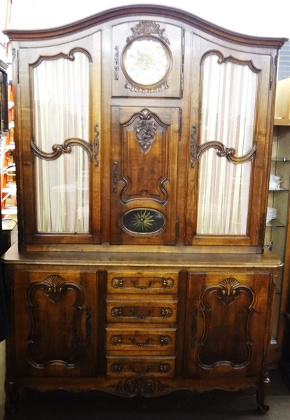 Large Two Piece Breakfront Cabinet Center Clockworks Built In