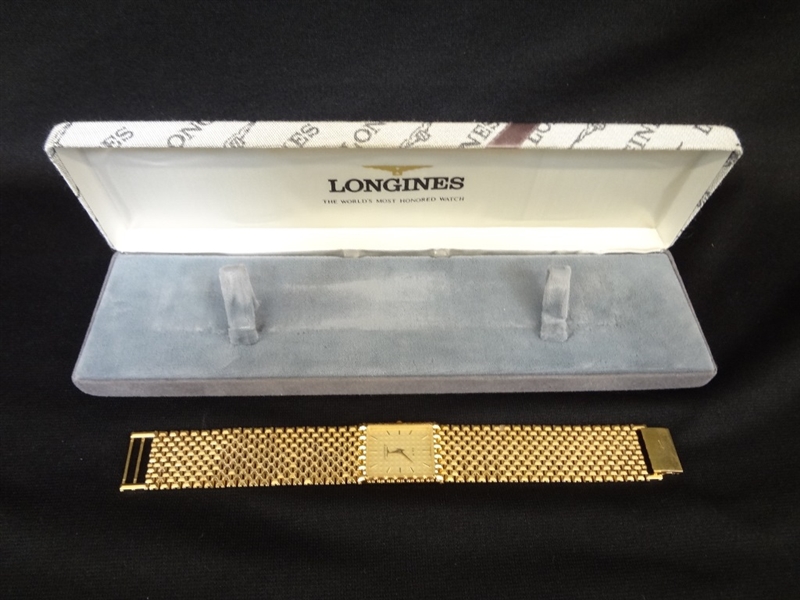 Longines QWR 14K Gold Plated Quart Mens Dress Watch Original Box