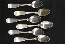 Set of 6 Sterling Fiddle Tea Spoons c. 1890 Crittendens