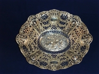 German 800 Sterling Silver Large Reticulated Console Fruit Bowl w Cherubs