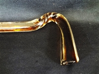 Early Amber Glass Walking Cane Swirl Stem