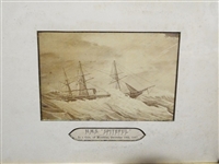 Photogravure HMS Spiteful Matted and Framed