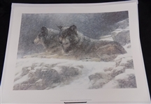 2 Lithographs Winter Solstice by Bradley Parrish Print 2 Wolves s/n