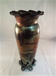 Art Nouveau Iridescent Art Glass with Applied Base Vase