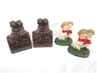 (2) Pairs Bronzart and John Wright Cast Iron Book Ends