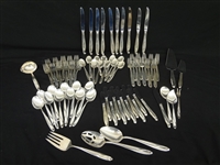 Reed and Barton Sterling Silver Flatware Set "Silver Sculpture" 1954 Service for Ten and Extras