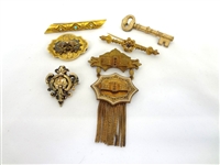 (7) Victorian Mourning Gold Filled Brooches