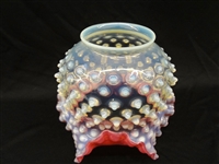 Cranberry Opalescent Hobnail Ruffled Table Lamp Shade