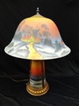 Pittsburgh Reverse Painted Table Lamp Shade and Matching Base