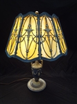 Corinthian Style Cast Iron Slag Glass Table Lamp