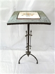 Cast Iron Tile Inlaid Top Plant Stand