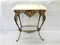 Cast Iron Rectangular Marble Top Plant Stand