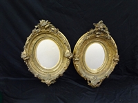 Pair Oval Gilded Hallway/Dresser Mirrors
