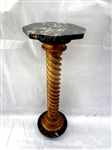 Marble Top and Base Gilt Spiral Center Column Plant Stand