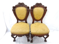 Pair of Art Nouveau Renaissance Side Chairs Female Adornment