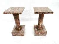 Pair Small Solid Marble Pedestal Stands
