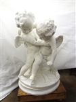 Marble Sculpture of Eros and Anteros Putti Group After Original by Francois-Joseph LeClercq (1755-1826)