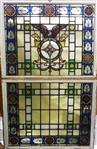 Oversize Stained Glass Window Painted Glass Eagle Center Double Hung