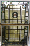 Pair of Oversize Double Hung Stained Glass Windows. Duplicate pair