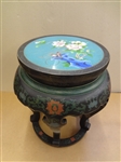 Chinese Teak Cloisonne Top Plant Stand