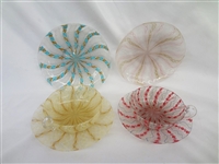 Latticino Glass Cups and Saucers