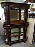 Early c1910 Beveled Curved Glass Vitrine Cabinet
