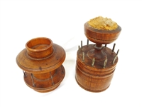 (2) Turn of the Century Antique Wooden Spool Sewing Holders