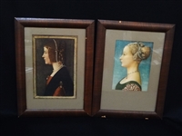 (2) Early Female Portrait Lithographs in Early Frames