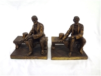 After Gutzon Burglum Brass Bookends Seated Abraham Lincoln