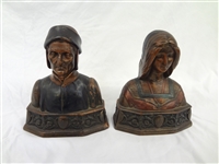 Dante and Beatrice Bronze Bookends Pompeian Bronze Co.
