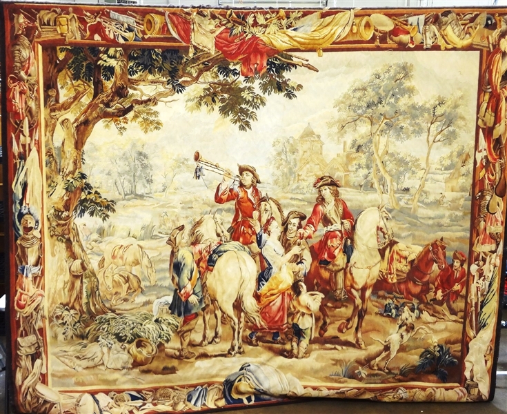 20th Century Aubusson Style Oversize French Wall Tapestry 