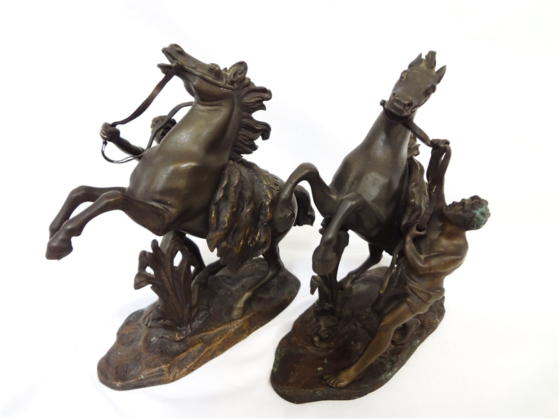 Pair Marley Horses Bronze After Guillaume Coustou (French 1677-1746)
