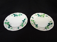 Pair of RARE French Majolica Strawberry Fraise Creil Montereau Footed Serving Plates