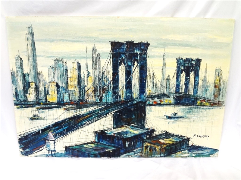DuChamp Oil Painting New York City Brooklyn Bridge