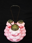 Consolidated Glass Co. Quilted Pink Condiment Set Early 20th Century
