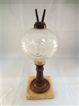 Lincoln Drape Glass Whale Oil Lamp Original Double Camphene Burner