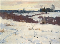 Mark Kremer (Russian 1928) Oil on Board "Winter Fields"