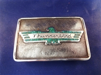 Begay Hand Made Sterling Silver Turquoise "Thunderbird" Belt Buckle