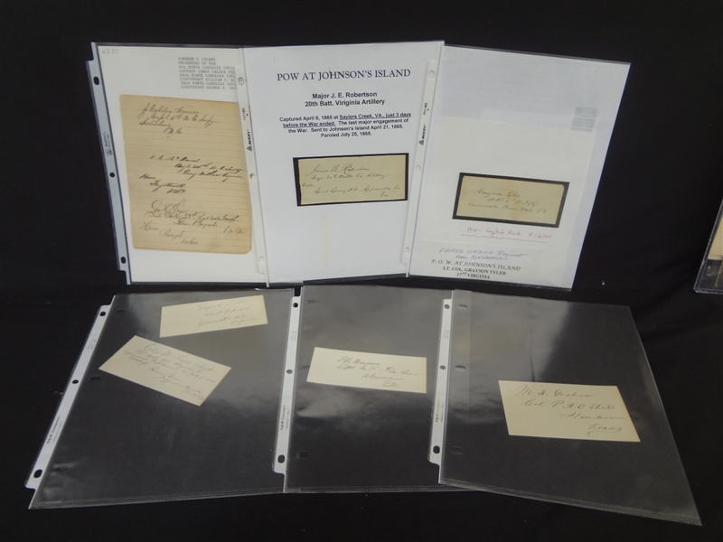 (8) Civil War Prisoner of War Documents Signatures: Johnsons Island