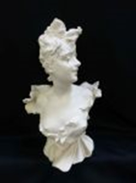 Bust of a maiden White Patinated Metal After Anton R. Nelson