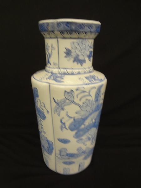 Blue and White Porcelain Oriental Vase
