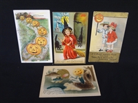 (4) Halloween Turn of the Century Postcards: L & E Series, 3 Others