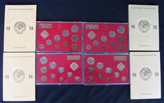 Set of 4 USSR 1974 1975 Leningrad Mint 9 Coins & Medal Sets