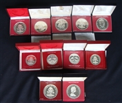 425 grams TSW 1973 - 1976 Bahamas Sterling Silver Proof $10 (7)& $2 (4) Coins 