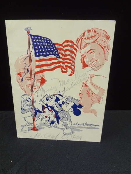 Walt Disney "Masquers Dinner" Program Autographed by Hollywood Legends: Barbara Stanwyck, Charles Coburn, Virginia Mayo, Many Others LOA from JSA