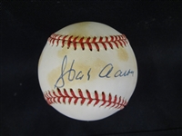 Hank Aaron Single Signed Official National LEague Baseball LOA from JSA